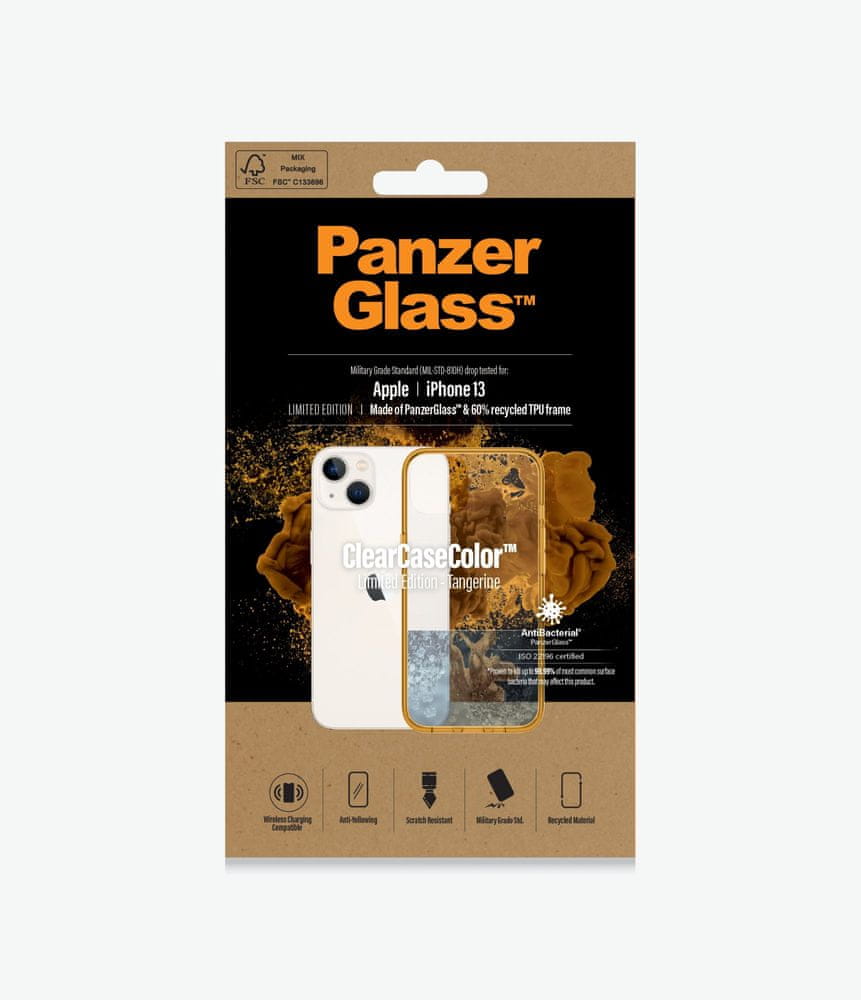 PanzerGlass ClearCaseColor pre Apple iPhone 13 0333, oranžové